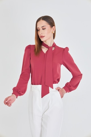 Büzgü Kol Fularlı Gömlek Vişne Vişne Çürüğü