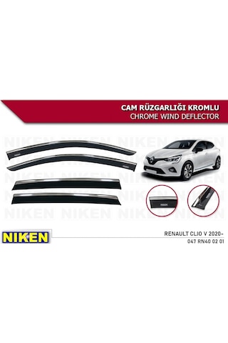 Niken Renault Clio 5 2020+ Kromlu Cam Rüzgarlığı 4 lü