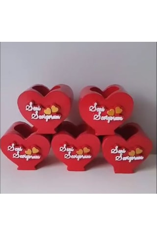 Dekoratif Seni Seviyorum Kalp Saksı