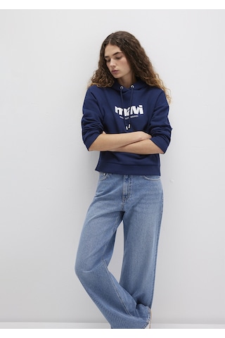 Mavi - Mavi Logo Baskılı Kapüşonlu Lacivert Sweatshirt 168334-704 Lacivert
