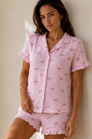Womanandkids Night Pembe Kadın Düz Pamuk Homewear Pijama Takımı