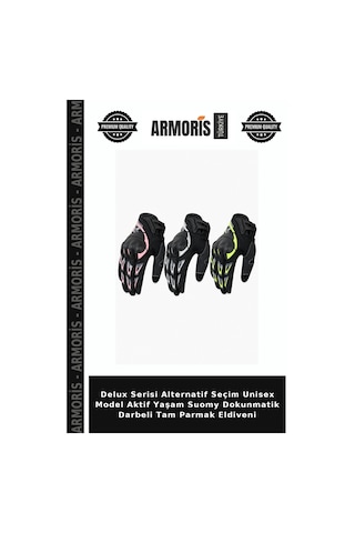 Armoris Delux Serisi Alternatif Seçim Unisex Model Aktif Yaşam Suomy Dokunmatik Darbeli Tam Parmak Eldiveni Çok Renkli