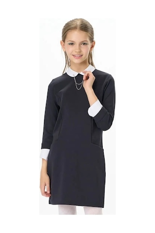 Daniele Patrici Kız Çocuklar İçin Mavi Okul Elbisesi Yakalı 169572869 Mavi