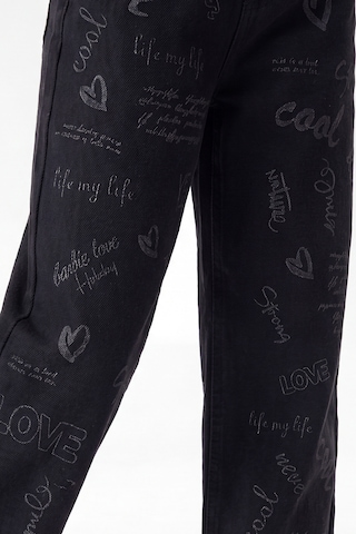 Joy Kids Kız Çocuk Ispanyol Paça Desenli Kot Pantolon 7-11yaş Siyah