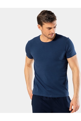 Cacharel Erkek Bisiklet Yaka Likralı T-shirt 1331/indigo 001