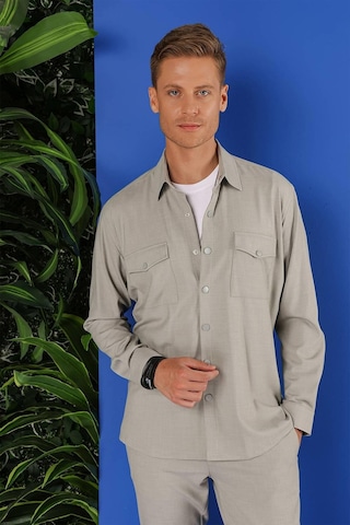 Efor G 1552 Slim Fit Açık Gri Klasik Gömlek Gri