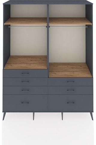 Kronos Gardrop 4 Raflı 7 Çekmeceli 2 Askılı 176x59x221 Antrasit-çam/antrasit Çam/antrasit