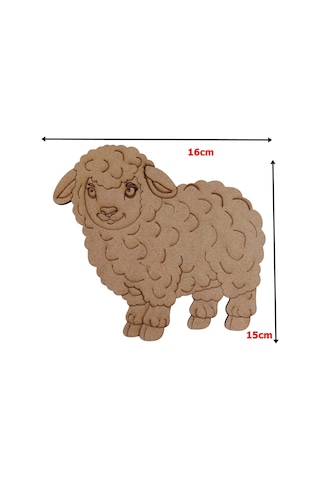 Boyanabilir Ahşap Koyun Figürü 16x15 Cm 10 Ade T