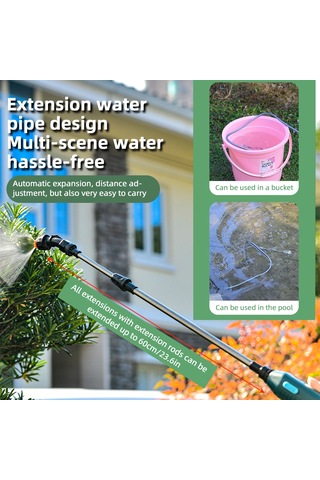 Lemestar Pratik Şarjlı Bahçe Sulama Çubuğu - 2400mah Pil, 9.8ft Hortum, 3 Nozul Ve Ayarlanabilir Püskürtme