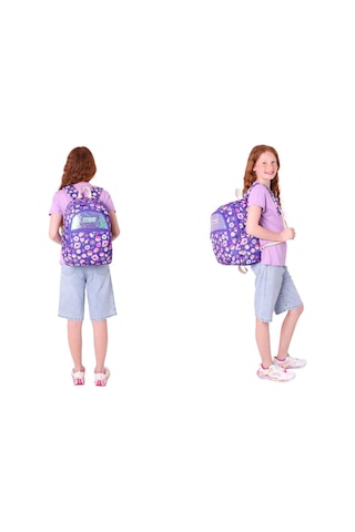 Kaukko Kids Kız Çocuk Okul Çantası Ve Üç Bölmeli Kalemlik Seti Mor - Pullu Şekerleme - L5216+l8216 Mor