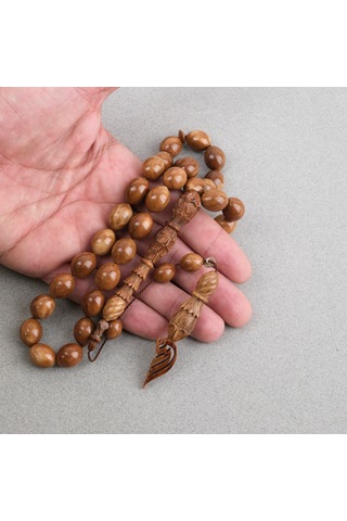 Kuka Usta İşi İmzalı Özel El İşi Oyma İmame Ve Hitame Beyzi Kesim 11x15mm Tesbih 39820499
