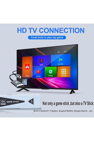 M10 Hdmı 4k Kablosuz Tv Stick 10000+oyun Android Retro Oyun Konsolu