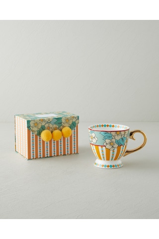 Nostalgic Grace New Bone China Kupa 460 Ml Sarı - Mavi