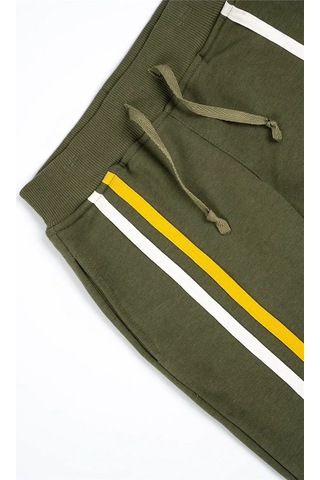 Adisia Unisex Bebek Yeşil Sarı Beyaz Çizgili Kapüşonlu Mevsimlik Eşofman Takımı Yeşil