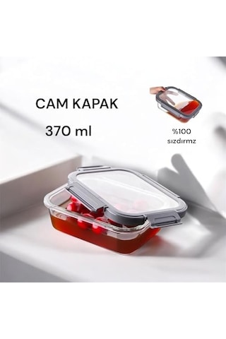 1 Adet 370 Ml Borosilikat Cam Saklama Kabı - 4 Klipsli Kilitli Bambu Kapaklı Sızdırmaz Vakumlu Dikdörtgen Beslenme Ve Erzak Kabı Isıya Dayanıklı Küçük Boy Porsiyonluk Kutu