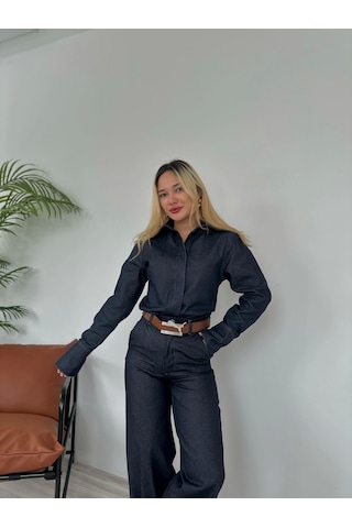 Keymoda Kadın Denim Gömlek Mavi Mavi