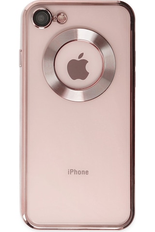 Apple Uyumlu iPhone 7 Kapak Yanları Renkli Lens Korumalı Logo Gösteren Şeffaf Luxury Kılıf - Açık Mavi