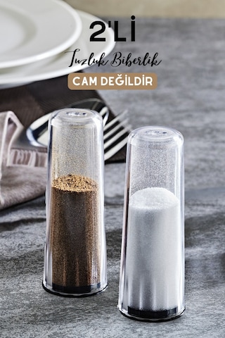 Grimorlife 2'li Mika Tuzluk Biberlik Baharat Sunum Seti- Cam Değildir Diğer