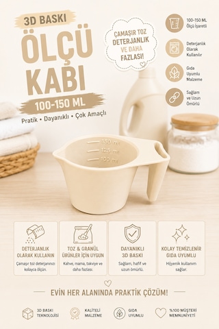 3d Baskı 100-150 Ml Ölçü Kabı Çamaşır Deterjanı, Toz Ve Granül Ölçü Kabı Gıda Uyumlu Pla Çok Renkli