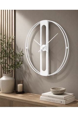 Dekoratif Beyaz 60 Cm İskelet Duvar Saati