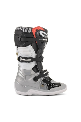 Alpinestars Tech 7s Kros Çocuk Motosiklet Botu Siyah Gri Beyaz Altın