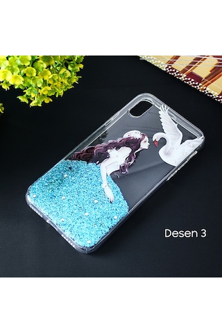 Apple Uyumlu iPhone X Xs 3D Diamond Elbise Seffaf Silikon Kilif 318313054 - Renk / Desenli 1