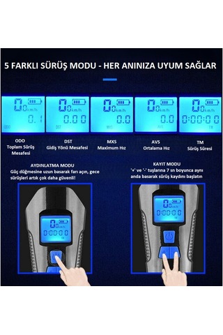 Venaliastore 120db Bisiklet Korna Far 6 Zil Sesi 5 Sürüş Modu