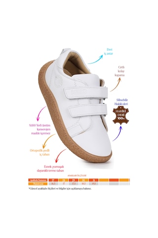 Kiko Kids Luqa %100 Deri Günlük Erkek Çocuk Spor Ayakkabı Beyaz