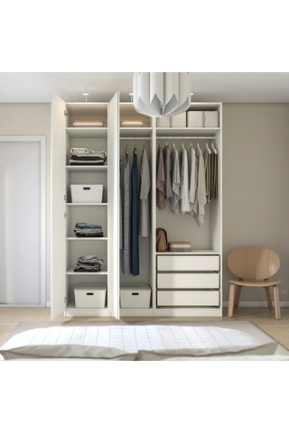 Ikea Beyaz Sağlam Kapaklı Gardırop 175x60x236 Cm