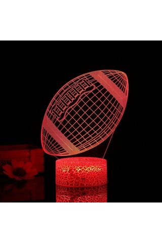 Novahub 3d Ragbi Futbol Gece Lambası 7 Renkli Işıklar Başucu Masası Masa Lambası Çocuk Odası Dekoru İçin Diğer