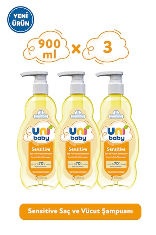 Uni Baby Sensitive Saç Ve Vücut Şampuanı 900 ML 3'lü