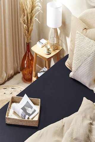 2 Adet Düz Pamuklu Tek Kişilik 80 X 200 X 30 Cm Lastikli Penye Çarşaf Siyah-beyaz