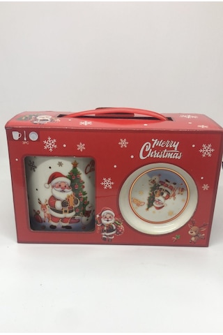 Lebron Noel Baba Temalı Kupa Bardak,kaşık,tabak Kırmızı Çok Renkli