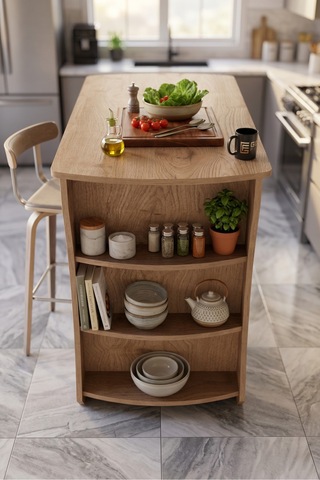Mutfak Masası Mutfak Adası Ada Masa Bar Masası Kahvaltı Masası Raflı Çok Amaçlı Dolap Modern Masa 120x60 Cm 9838 Sepet Çok Renkli