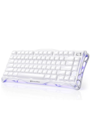 Gravastar Mercury K1 Rgb Kablosuz Mekanik Gaming Klavye, İngilizce Q, Opaline White