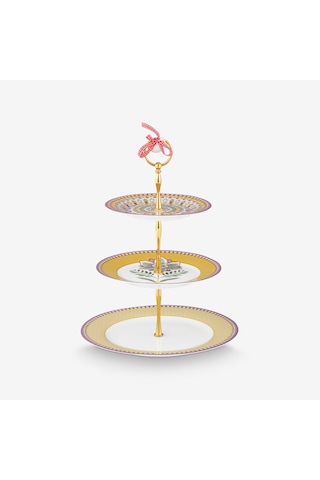 Sarı Porselen Kek Standı 26,5 Cm