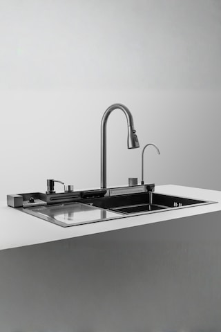 Vievo Icon 75 Cm Akıllı Çelik Eviye Seti, Led Dijital Sıcaklık Göstergeli, Bal Peteği Kaplamalı, Çift Küvetli