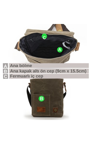 Dark Cotton 7059 Kahverengi Hakiki Deri - Kanvas Postacı Çantası Kahverengi