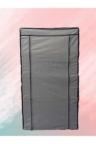 Çelik Borulu 4 Bölmeli Tahta Raflı Çok Amaçlı Portatif Gardırop Gri