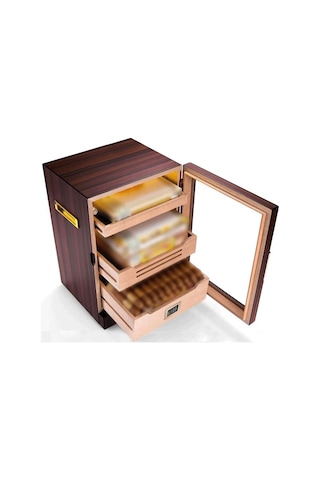 Cigarloong Camlı Işıklı Puro Kutusu Humidor Ceviz 200's