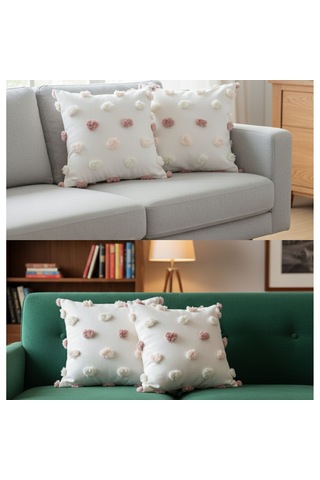 Premium Dokulu Dekoratif Kırlent Kılıfı 45x45 Cm Kabartmalı Desenli, Yüksek Kalite Kumaş Açık Pembe
