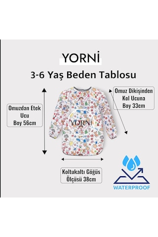 Yorni 3-6 Yaş Çocuk Aktivite Önlüğü, İkili Set, Uzun Ve Kısa Kollu, Su Geçirmez, Makinede Yıkanabilir Çok Renkli