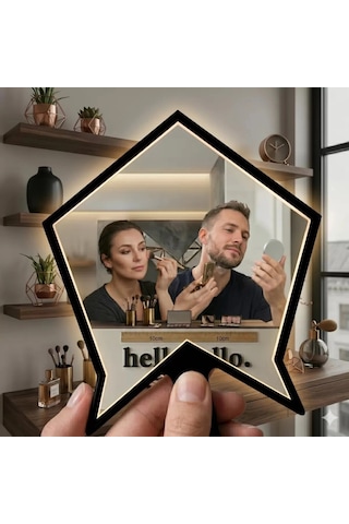 Mey İthalat Kırılmaz Pleksi El Aynası 10x10cm - Çanta Boyu Geometrik Tasarım - Kadın & Erkek Bakım Çok Renkli