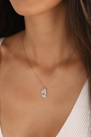 Rabia İşareti Gümüş Kolye Rose Gold
