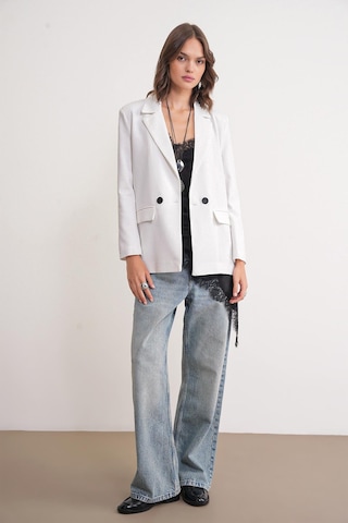 Mixray 4516 Kadın Bezayağı Blazer Ceket Ekru