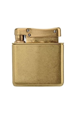 Promise Tek Alevli Fırçalı Gold Metal Benzinli Çakmak