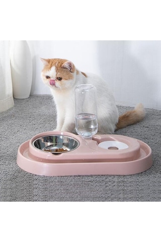 Sones Paslanmaz Çelik Köpek Ve Kedi Çift Kase Otomatik Suluk Islak Değil Ağız Pet Mama Kasesi