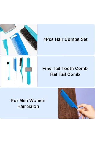 Suofeng 4'lü Saç Tarak Seti - İnce Dişli, Kuyruk Taraklı, Kesim Tarağı Ve Çift Taraflı Fırça İle Anti-statik Saç Bakımı