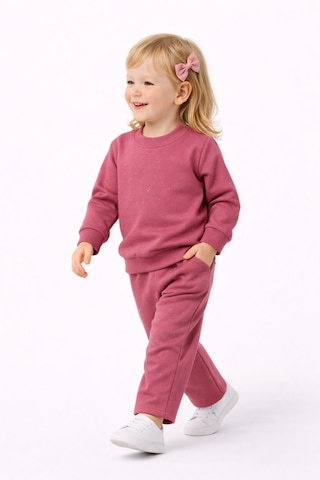 Kız Çocuk Taşlı Sweatshirt Pantolon Takım Bgl-st05273 Fuşya