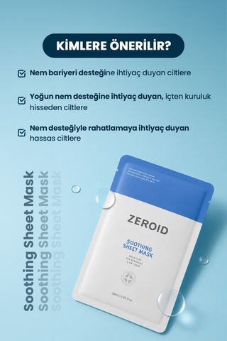 Yoğun Nem Desteğiyle Rahatlatan, Seramid İçerikli Nemlendirici Maske Zeroıd Soothing Sheet Mask Set
